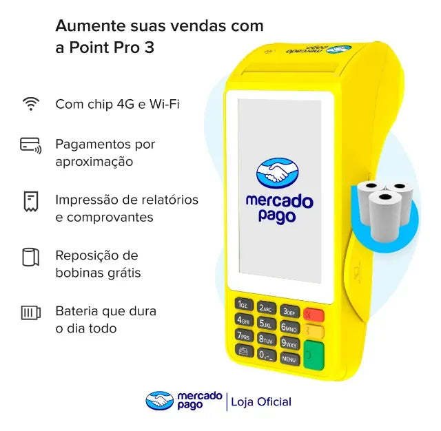 Point Pro 3 - Aceite Pagamentos por Cartão e Pix em Qualquer Lugar