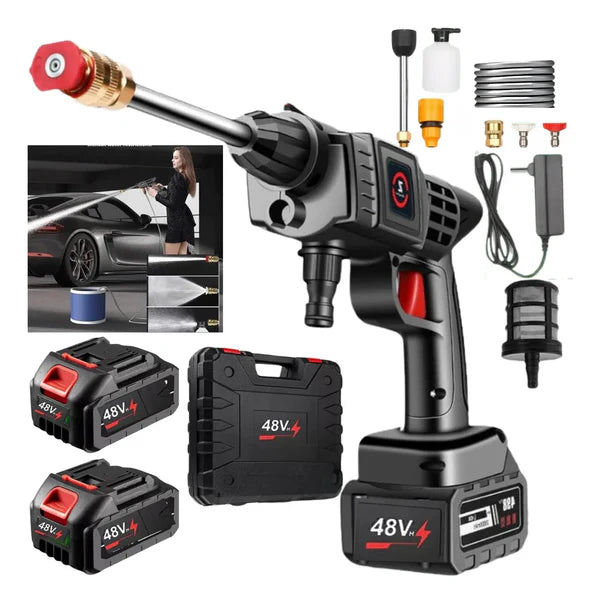 Pistola de Limpeza de Alta Pressão Portátil Recarregável - 70 Bar de Potência para Carros, Fachadas e Jardins