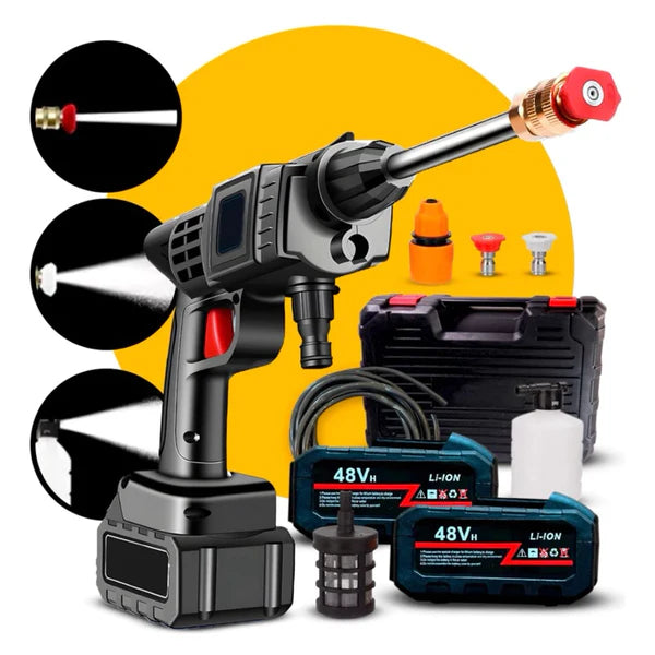 Pistola de Limpeza de Alta Pressão Portátil Recarregável - 70 Bar de Potência para Carros, Fachadas e Jardins