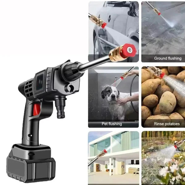 Pistola de Limpeza de Alta Pressão Portátil Recarregável - 70 Bar de Potência para Carros, Fachadas e Jardins