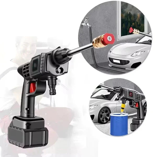 Pistola de Limpeza de Alta Pressão Portátil Recarregável - 70 Bar de Potência para Carros, Fachadas e Jardins