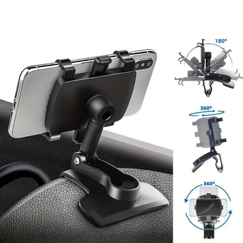 Suporte para Celular no Painel do Carro 360° – Ajuste Universal com Base Giratória Compatível com Diversos Modelos de Smartphones