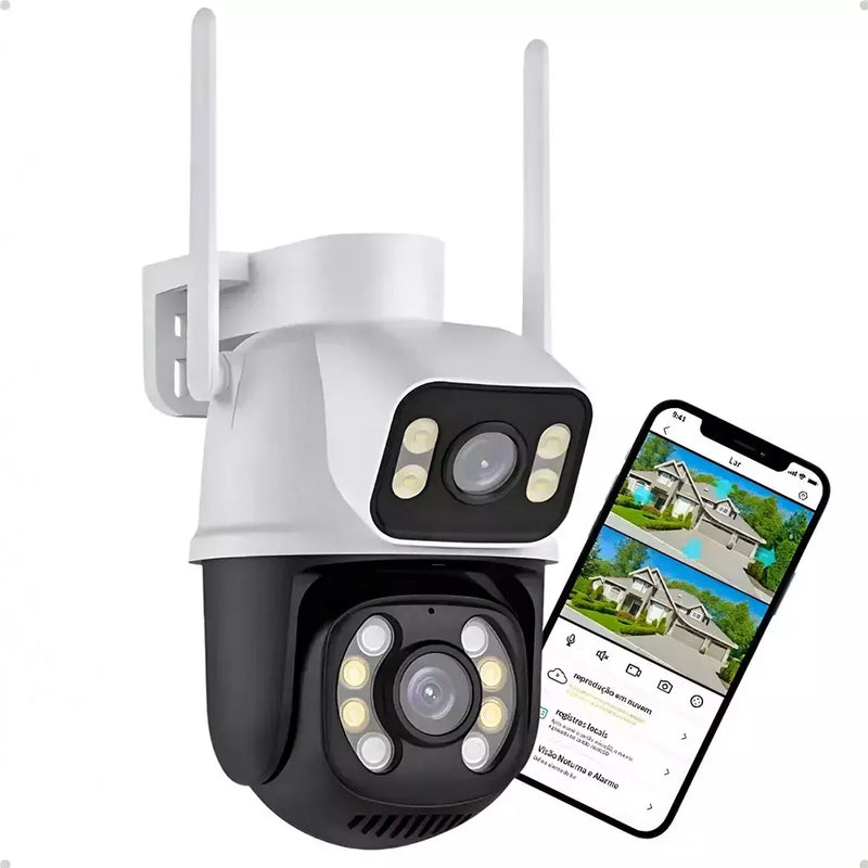 Câmera Dupla Externa Wi-Fi IP à Prova D’Água 4MP
