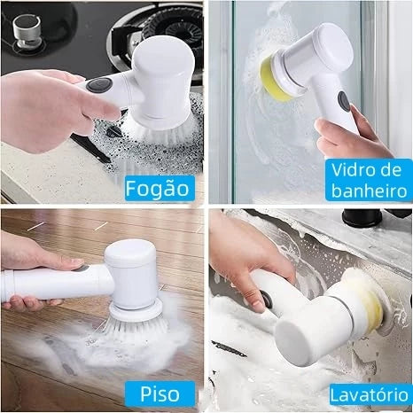 Escova Elétrica de Limpeza Portátil 5 em 1 Sem Fio | EaseClean – Limpador Multiuso para Cozinha e Banheiro