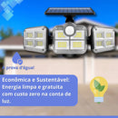 Refletor LED Solar com 3 Cabeças - Iluminação Automática com Sensor de Movimento