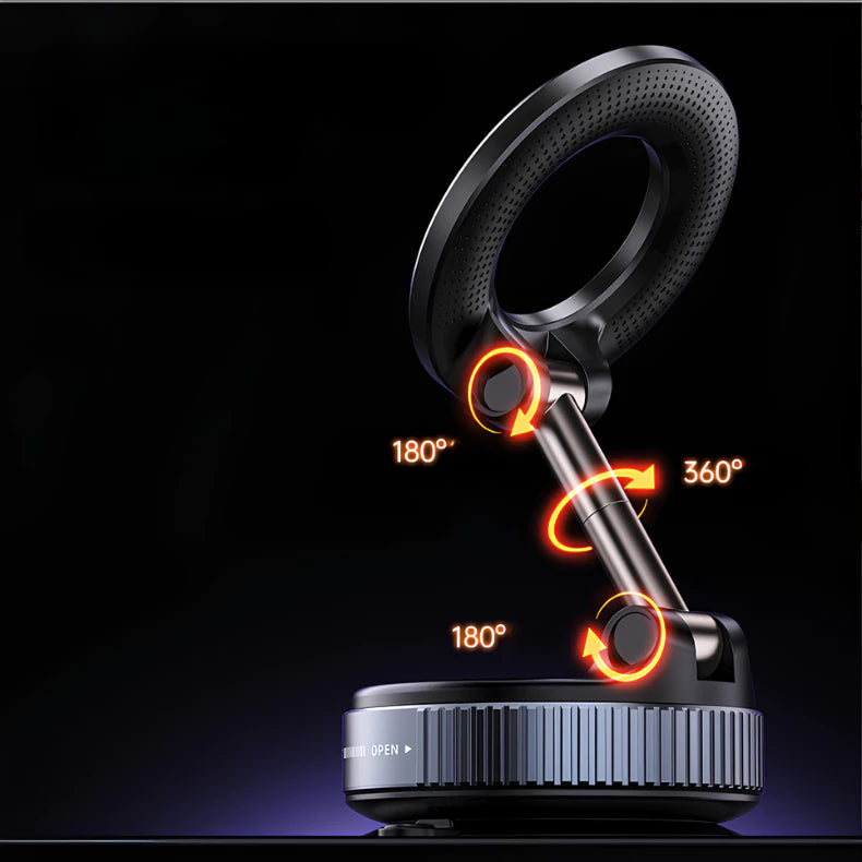 Suporte Magnético para Carro | Vaccum Magnet -  Fixação Prática e Ajuste 360° para Smartphones
