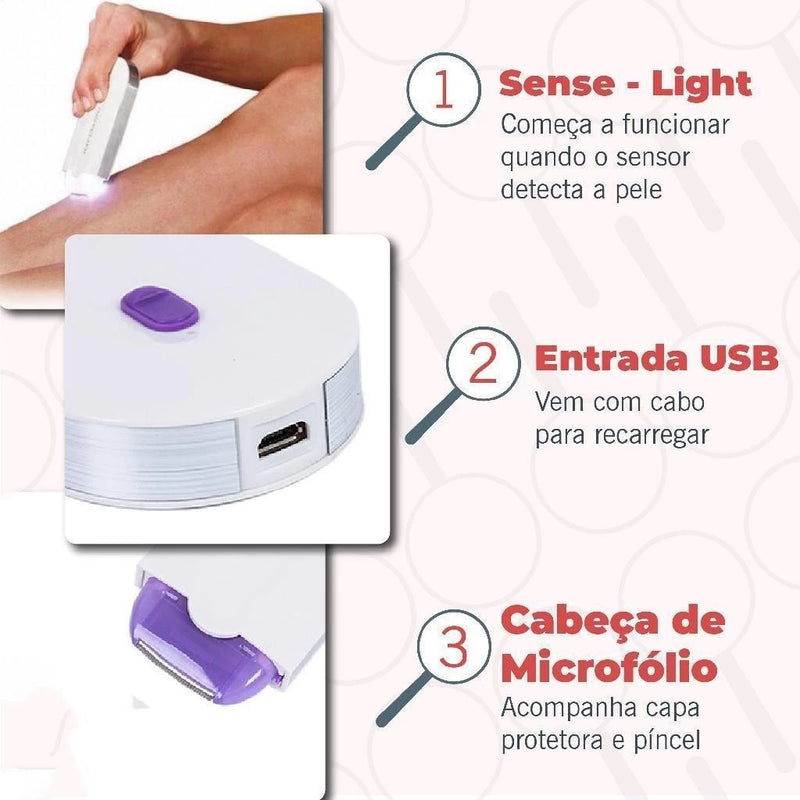 Depilador a Laser Portátil – Tecnologia de Luz Intensa para Redução de Pelos Corporais