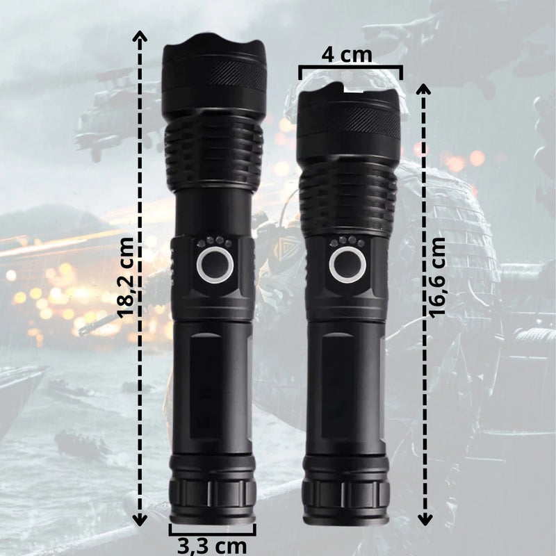 Lanterna Recarregável T9 P50/P90 | Iluminação Potente para Atividades Externas