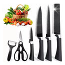 Kit de Facas de Cozinha e Churrasco 6 Peças – Aço Carbono Antiaderente com Cabo Ergonômico